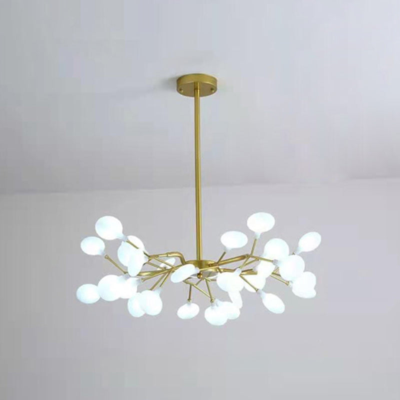 Lámpara de techo dorada contemporánea Candelera de techo de luz múltiple acrílico para sala de estar