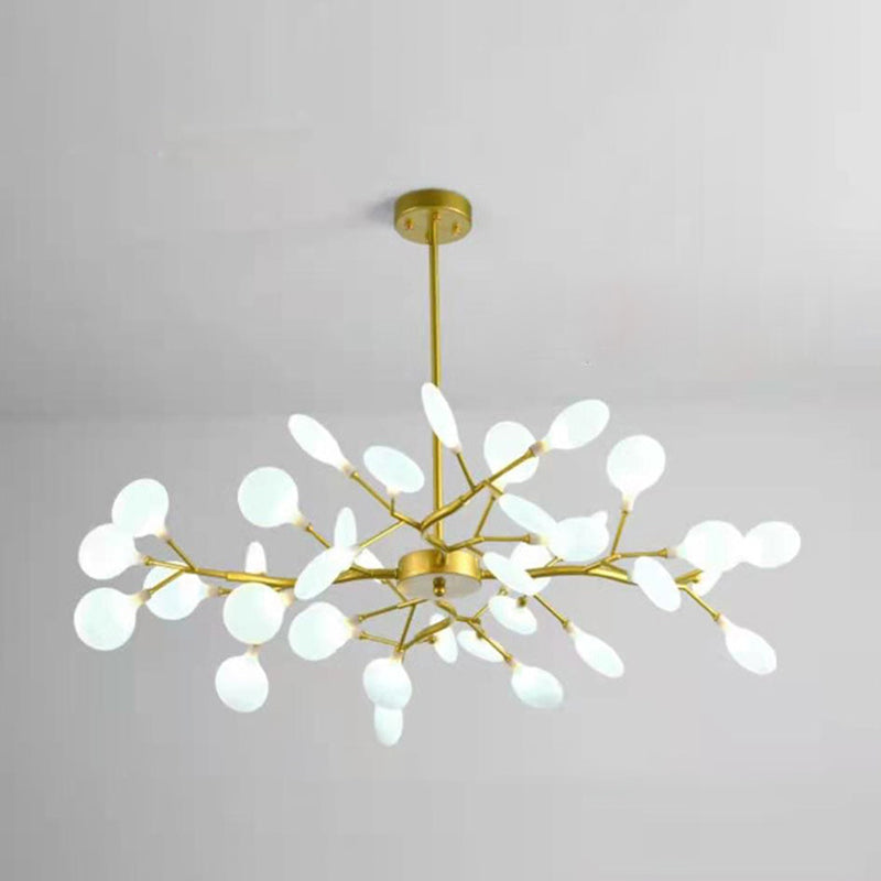 Lámpara de techo dorada contemporánea Candelera de techo de luz múltiple acrílico para sala de estar