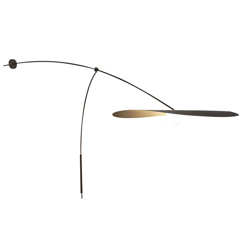 Postmodern Lotus Leaf Shaped Wall Lamp Metal 1-Light Bedroom Wall Light with Balance Arm