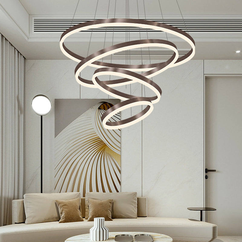 Orbicular Chandelier Lighting Fixtures Modern Coffee Hanging Chandelier with Silica Gel Shade
