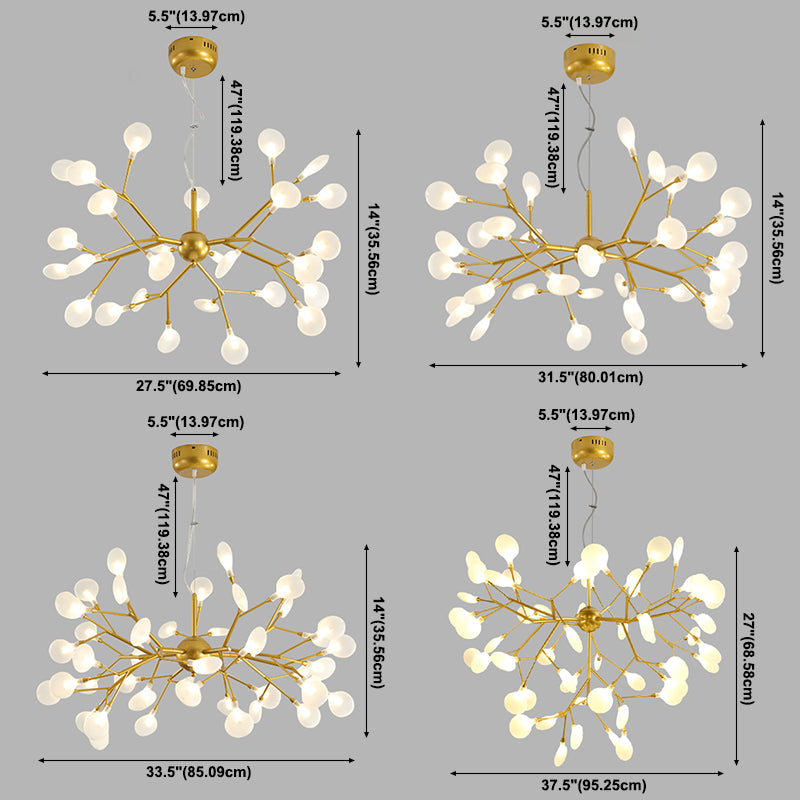 Modern Metal Hanging Light Fixtures Fireflies Hanging Chandelier for Dinning Room