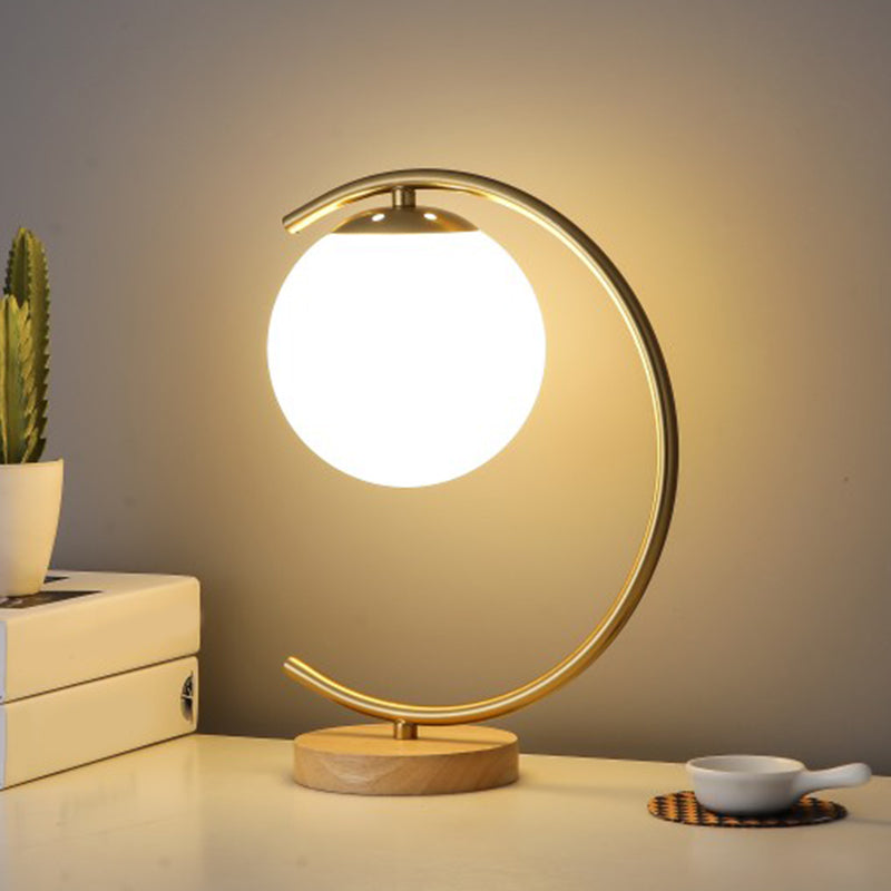 Ultra-modern Simplicity Globe Table Lamp White Glass Nightstand Lamp for Bedroom