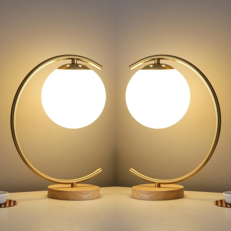 Ultra-modern Simplicity Globe Table Lamp White Glass Nightstand Lamp for Bedroom