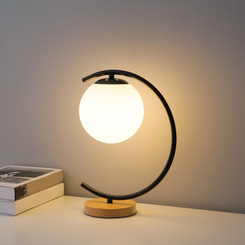 Ultra-modern Simplicity Globe Table Lamp White Glass Nightstand Lamp for Bedroom