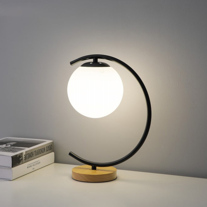 Ultra-modern Simplicity Globe Table Lamp White Glass Nightstand Lamp for Bedroom