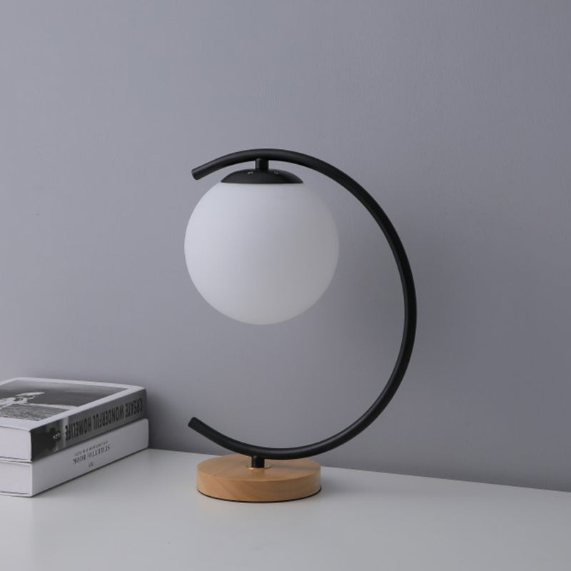 Ultra-modern Simplicity Globe Table Lamp White Glass Nightstand Lamp for Bedroom