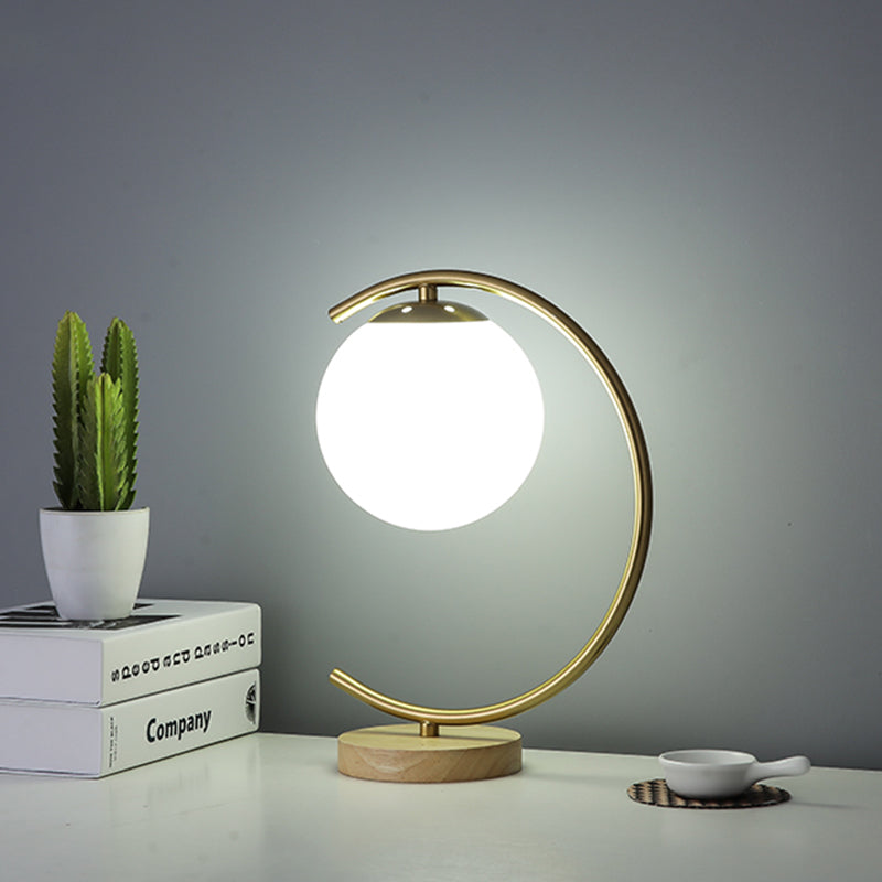 Ultra-modern Simplicity Globe Table Lamp White Glass Nightstand Lamp for Bedroom