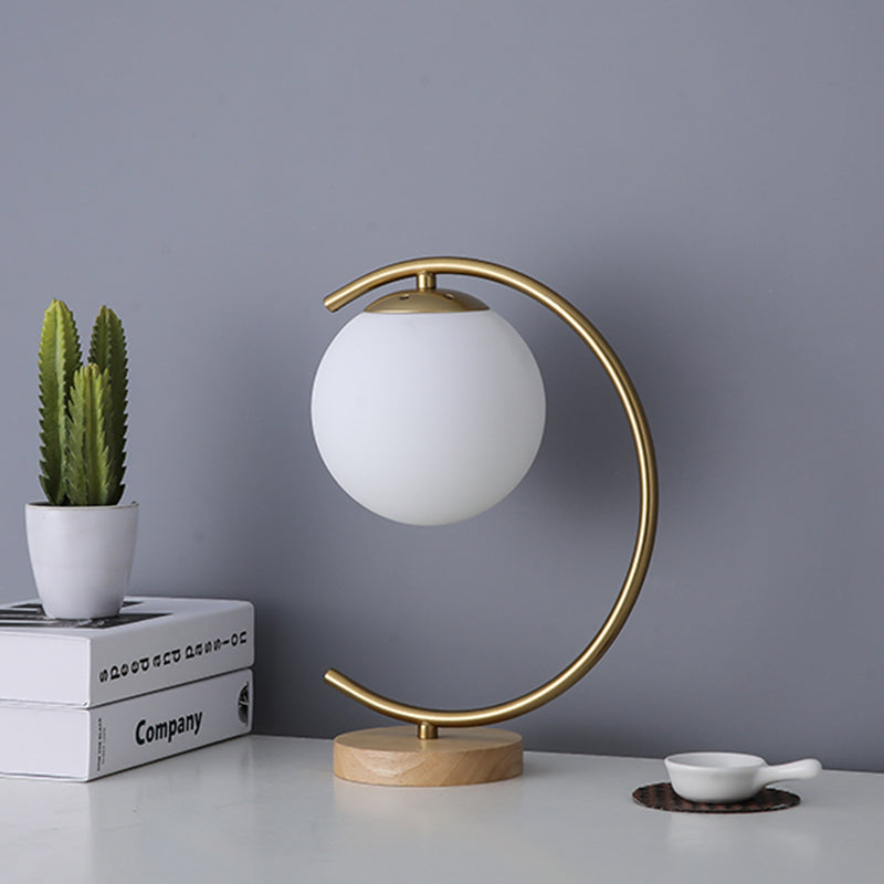 Ultra-modern Simplicity Globe Table Lamp White Glass Nightstand Lamp for Bedroom