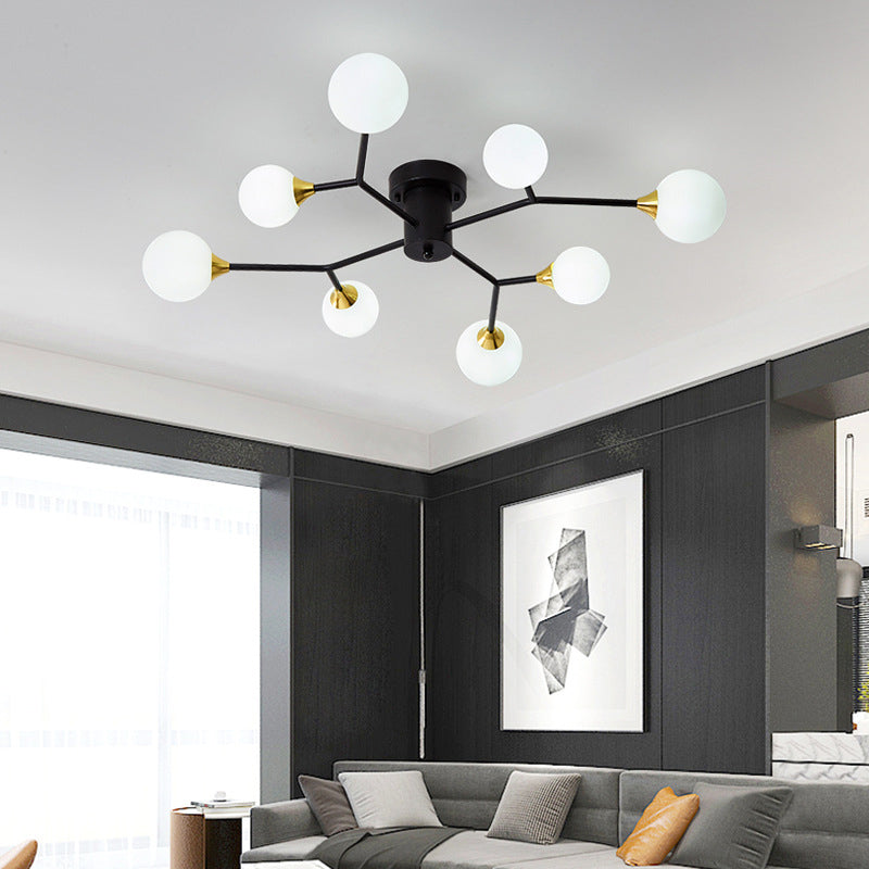 Nordic Modern Minimalist Glass Flush Mount Lamp with Glass Shade for Sitting Room