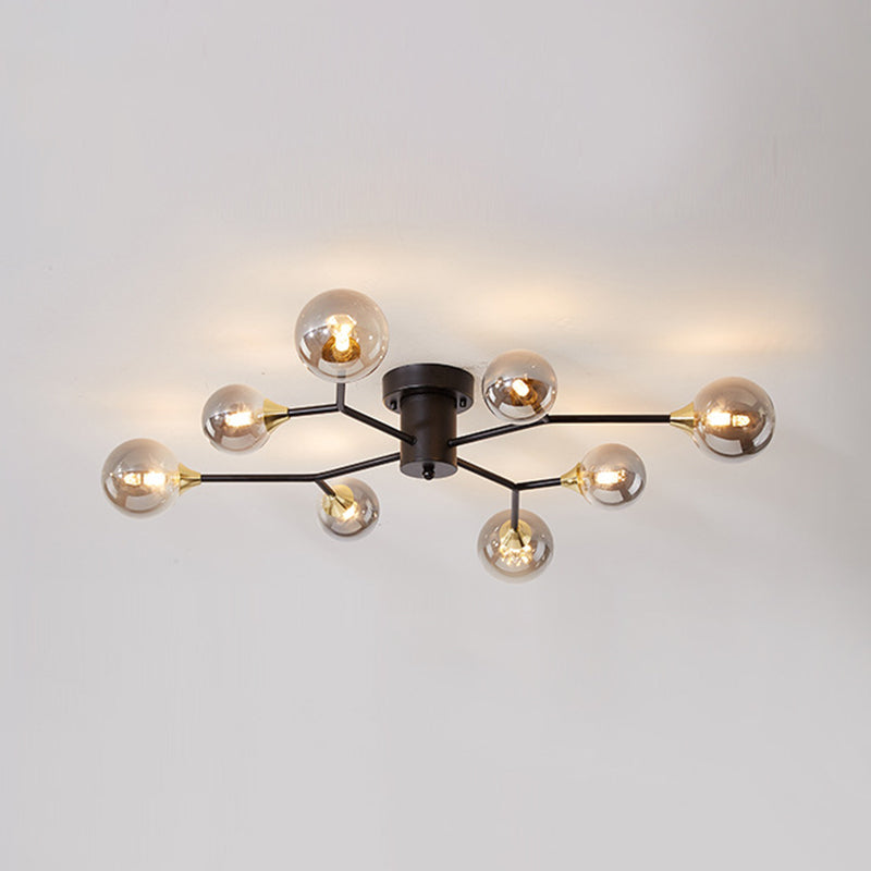 Nordic Modern Minimalist Glass Flush Mount Lamp with Glass Shade for Sitting Room