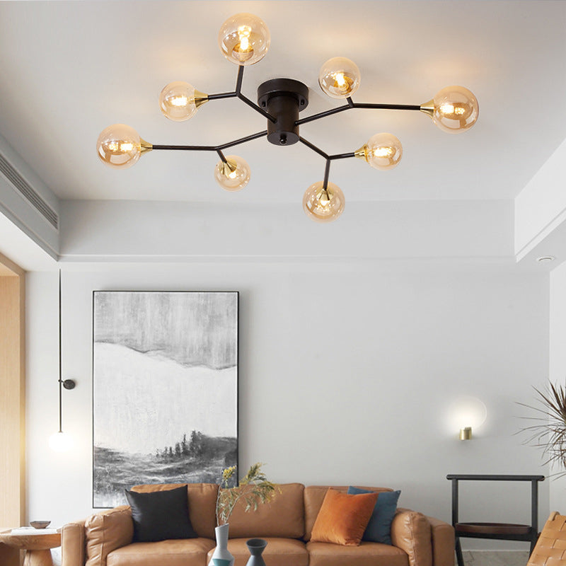 Nordic Modern Minimalist Glass Flush Mount Lamp with Glass Shade for Sitting Room