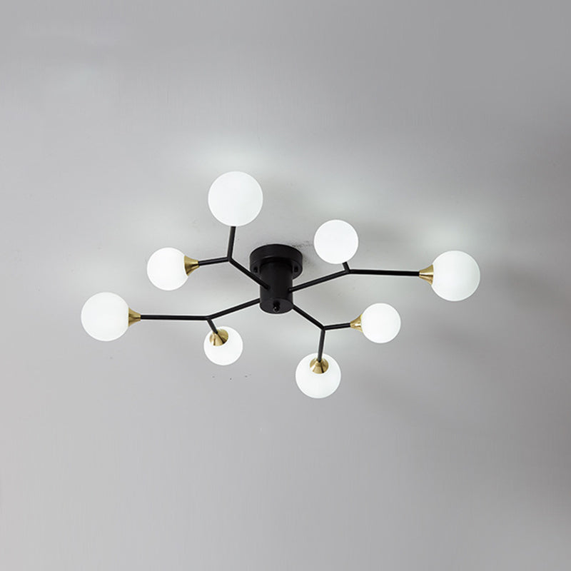 Nordic Modern Minimalist Glass Flush Mount Lamp with Glass Shade for Sitting Room