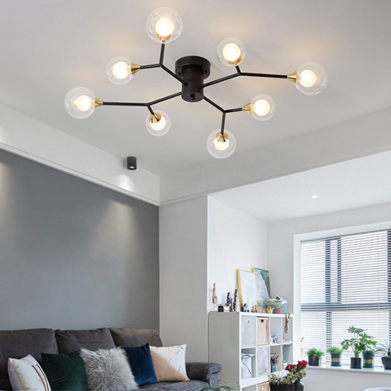 Nordic Modern Minimalist Glass Flush Mount Lamp with Glass Shade for Sitting Room