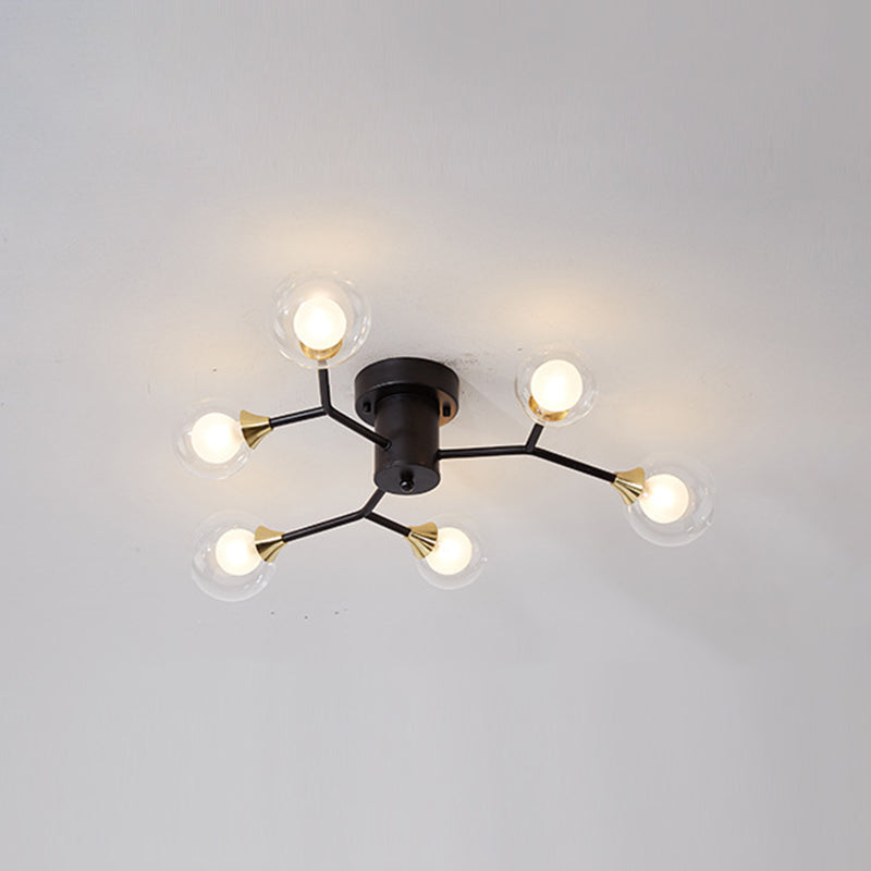 Nordic Modern Minimalist Glass Flush Mount Lamp with Glass Shade for Sitting Room