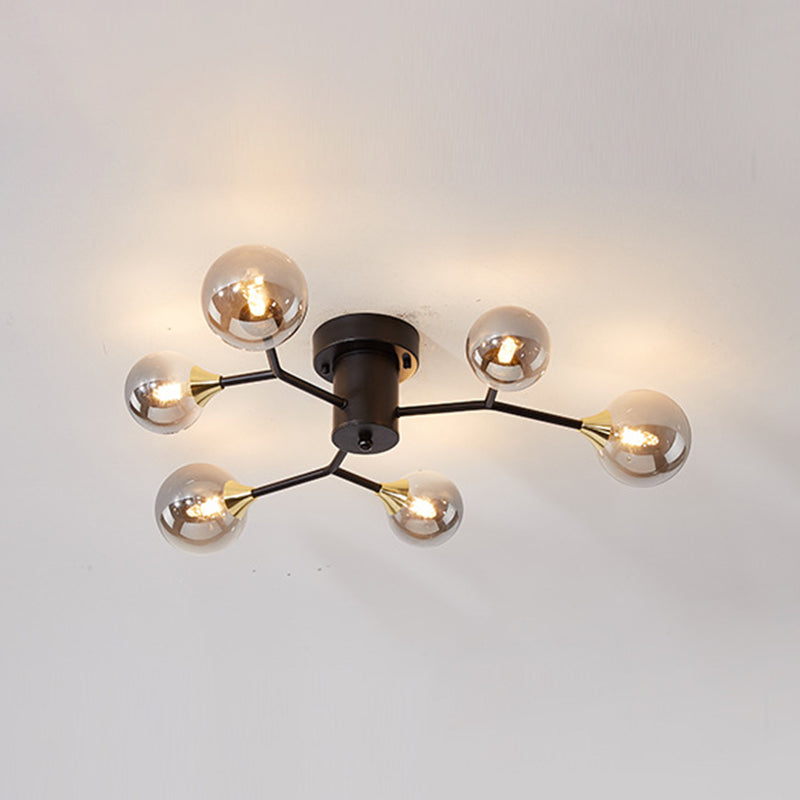 Nordic Modern Minimalist Glass Flush Mount Lamp with Glass Shade for Sitting Room