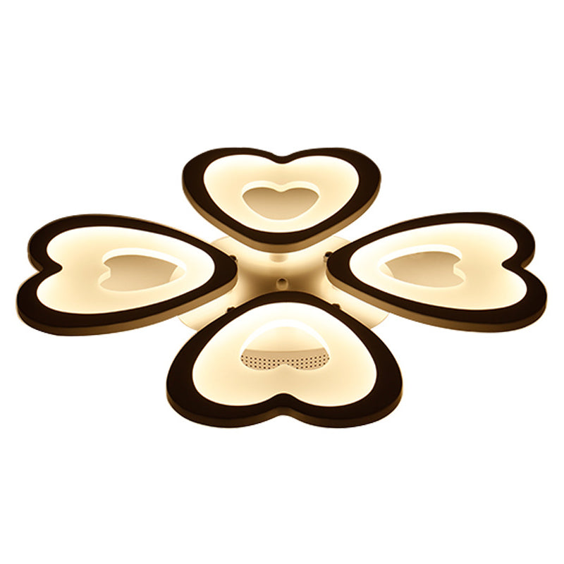 Heart Semi Flush Mount Light Fixture Simplicity Acrylic Ceiling Mount Chandelier for Bedroom