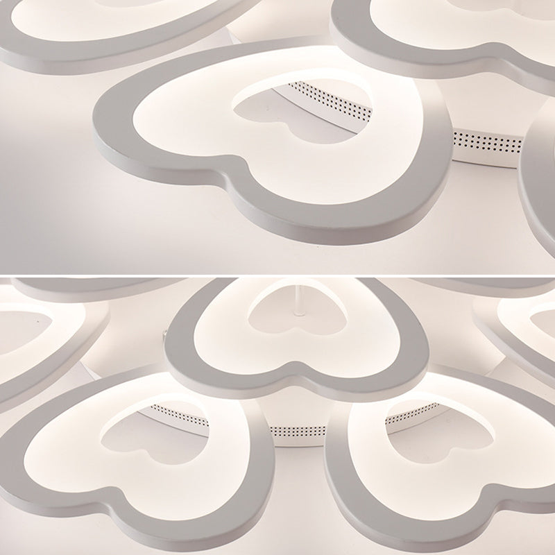 Heart Semi Flush Mount Light Fixture Simplicity Acrylic Ceiling Mount Chandelier for Bedroom