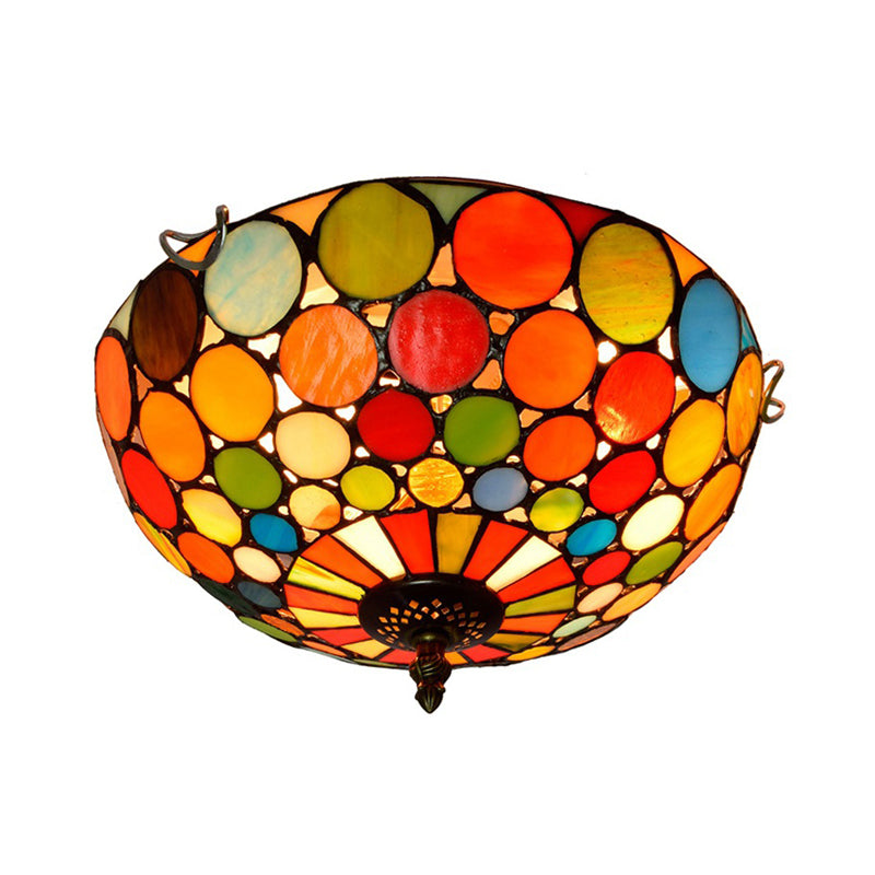 2/3 lampen slaapkamer inbouwlamp Tiffany-stijl rood inbouw met koepel-glas-in-loodkap, 12"/16" W
