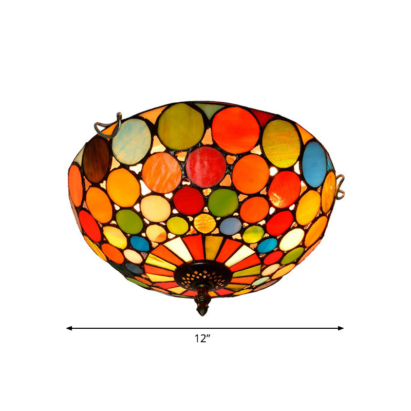2/3 lampen slaapkamer inbouwlamp Tiffany-stijl rood inbouw met koepel-glas-in-loodkap, 12"/16" W