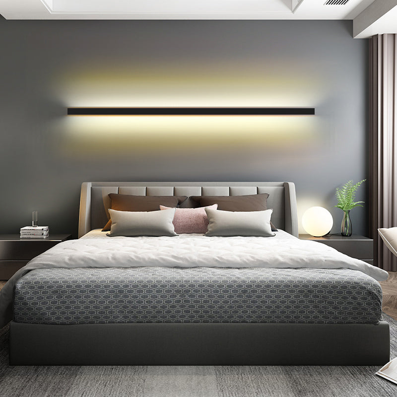 Bar Shaped Wall Sconce Light Minimalist Metal LED Wall Mounted Lamp over Bed