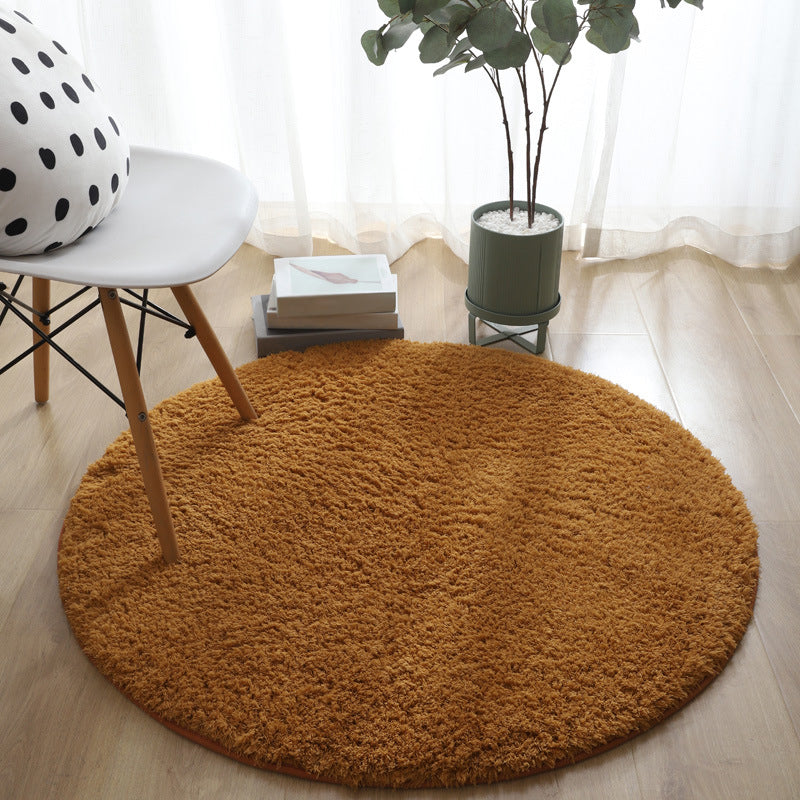 Minimalistischer runder Teppich für den Innenbereich, einfarbiger Teppich, schmutzabweisender Polyester-Teppich für das Wohnzimmer