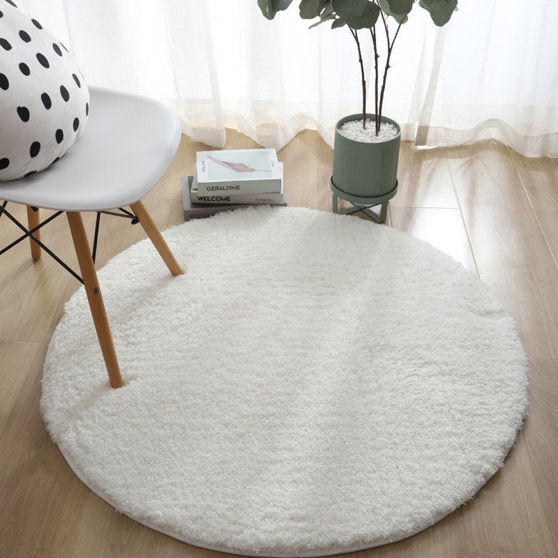 Minimalistischer runder Teppich für den Innenbereich, einfarbiger Teppich, schmutzabweisender Polyester-Teppich für das Wohnzimmer