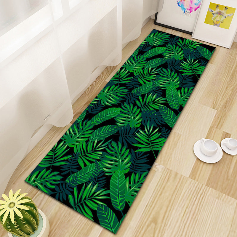 Green Modern Carpet Polyester Plant Carpet Non-Slip Backing Area Carpet for Living Room