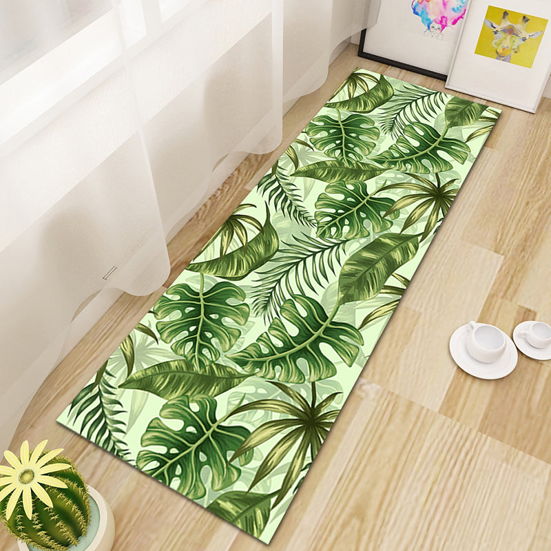 Green Modern Carpet Polyester Plant Carpet Non-Slip Backing Area Carpet for Living Room