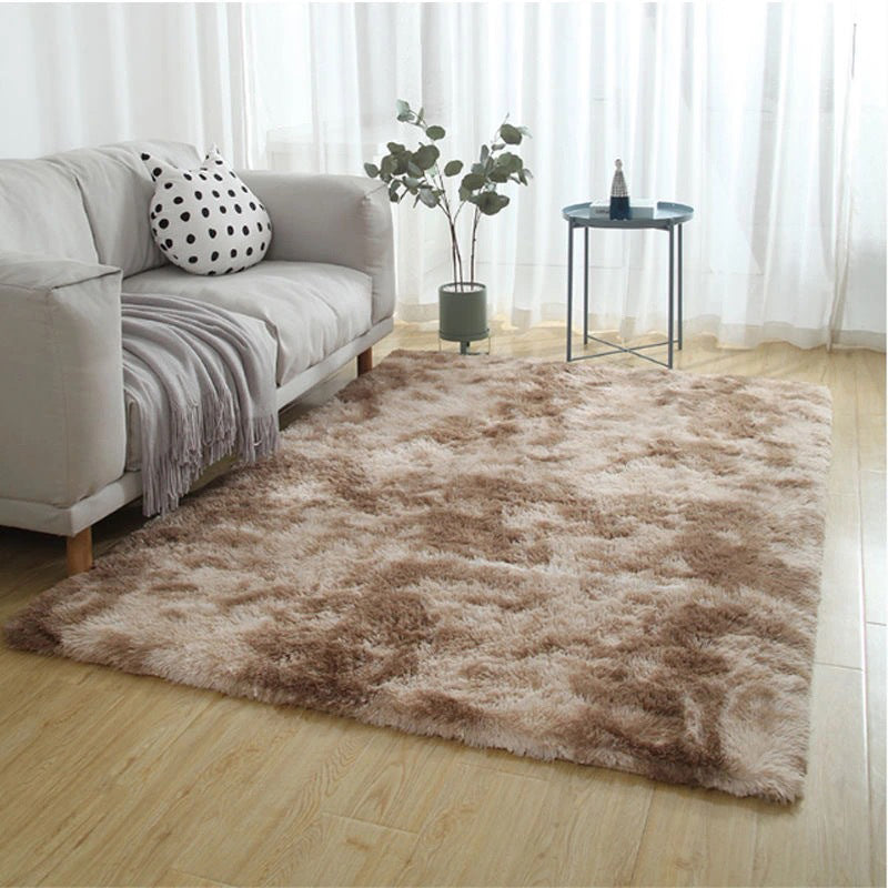 Grey Casual Indoor Rug Polyester Tie-Dye Rug Non-Slip Backing Rug Home Decor
