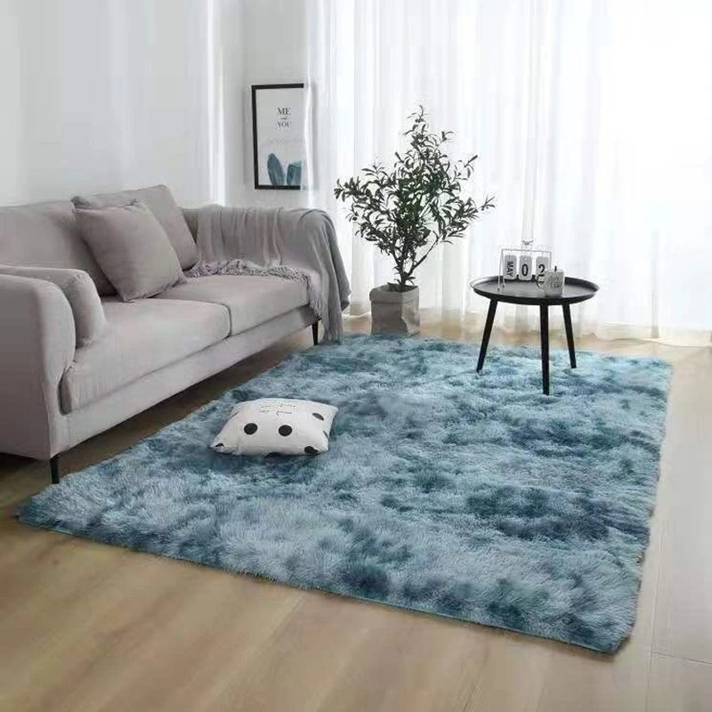 Grey Casual Indoor Rug Polyester Tie-Dye Rug Non-Slip Backing Rug Home Decor