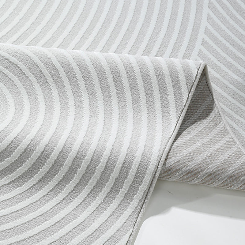 Grey Modern Area Carpet Stripe Print Polyester Area Rug Non-Slip Backing Rug for Living Room