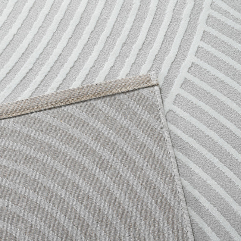 Grey Modern Area Carpet Stripe Print Polyester Area Rug Non-Slip Backing Rug for Living Room