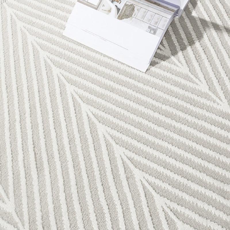 Grey Modern Area Carpet Stripe Print Polyester Area Rug Non-Slip Backing Rug for Living Room