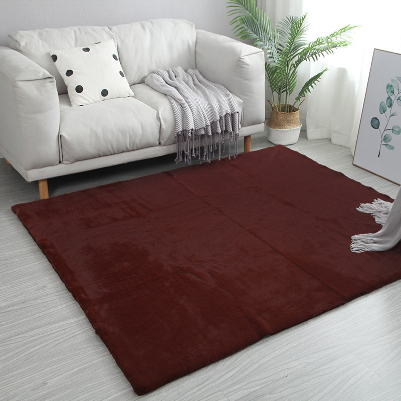 Beige Modern Carpet Polyester Pure Color Carpet Washable Carpet for Living Room