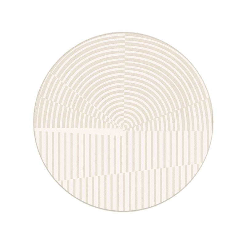 Beige Modern Area Rug Stripe Pattern Polyester Area Carpet Non-Slip Backing Rug for Living Room