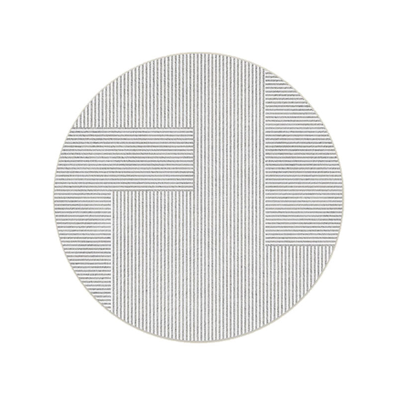 Beige Modern Area Rug Stripe Pattern Polyester Area Carpet Non-Slip Backing Rug for Living Room