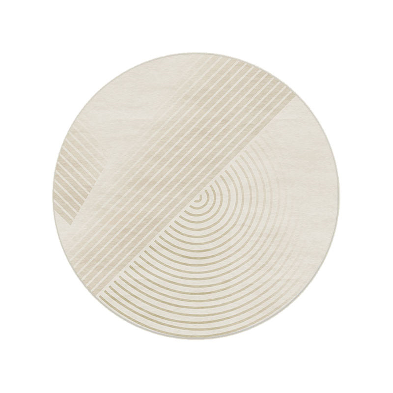 Beige Modern Area Rug Stripe Pattern Polyester Area Carpet Non-Slip Backing Rug for Living Room