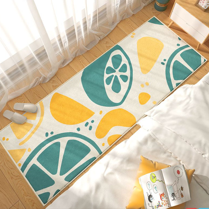 Yellow Modern Carpet Polyester Lemon Carpet Non-Slip Backing Carpet for Living Room