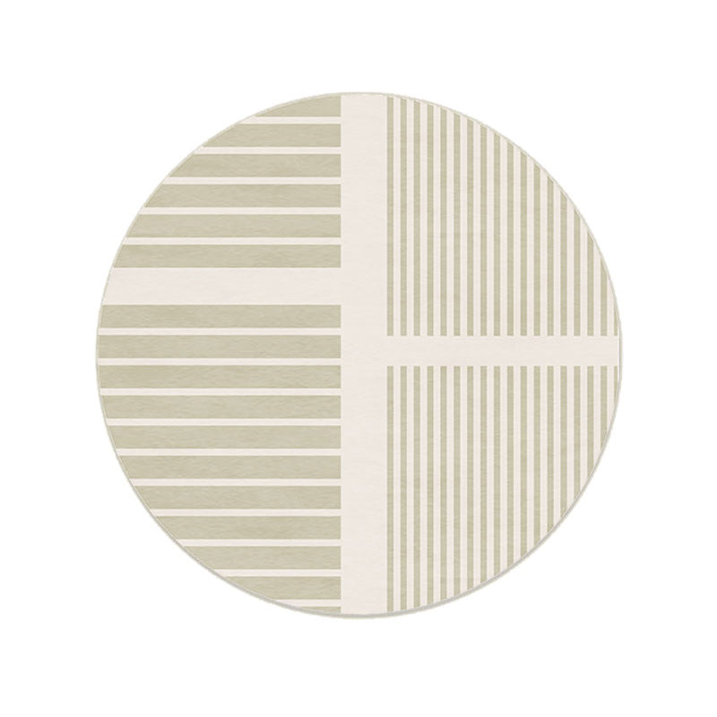 Beige Modern Area Carpet Stripe Pattern Polyester Area Rug Anti-Slip Washable Rug for Home Decor