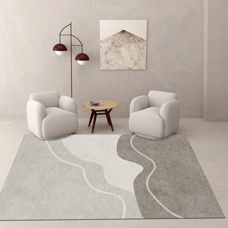 Tapis moderne gris bloc de couleur en Polyester, résistant aux taches, pour la décoration de la maison