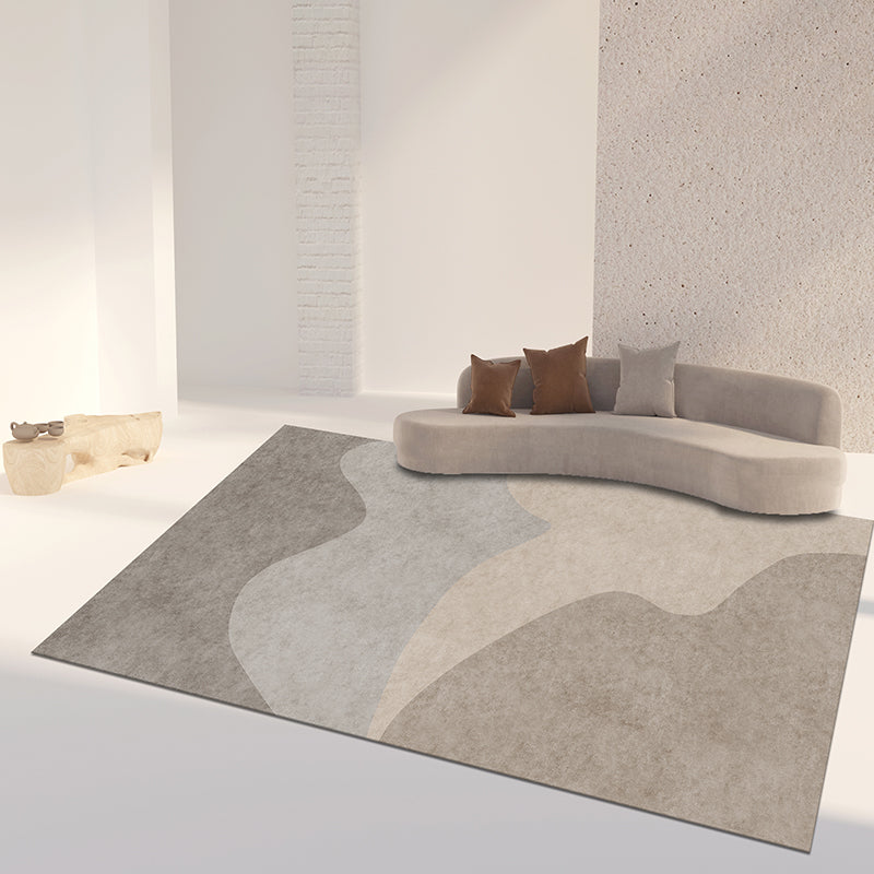 Tapis moderne gris bloc de couleur en Polyester, résistant aux taches, pour la décoration de la maison
