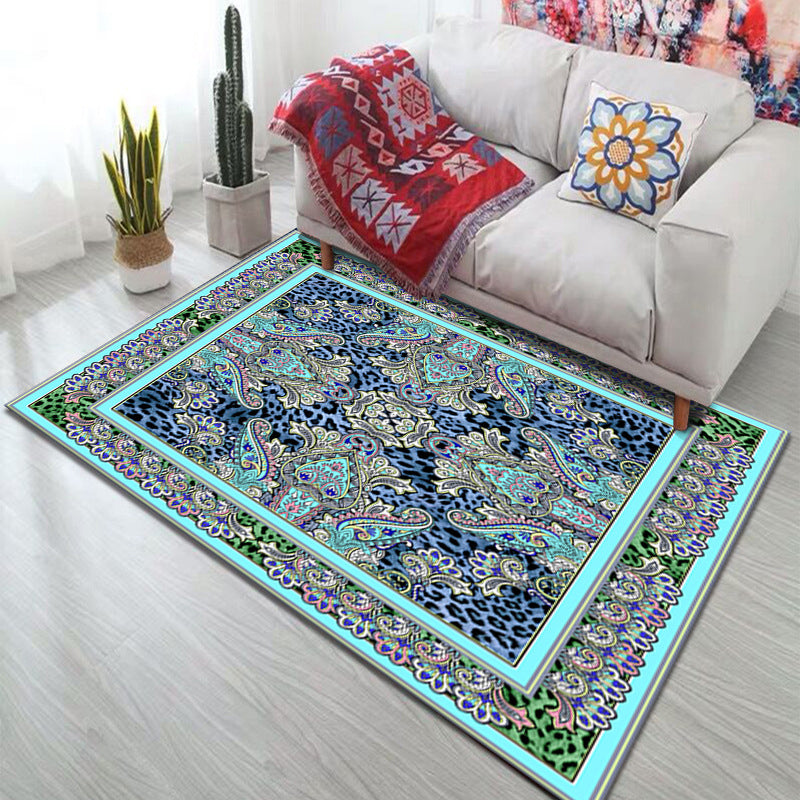 Yellow Bohemian Carpet Polyester Graphic Carpet Non-Slip Backing Carpet for Living Room