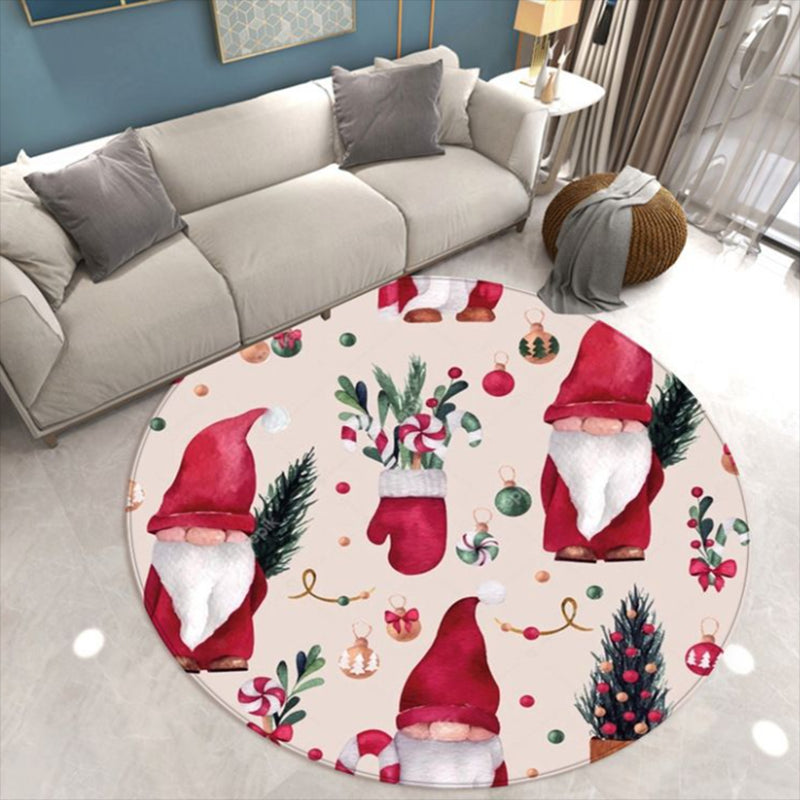 Light Grey Modern Rug Polyester Santa Claus Rug Non-Slip Backing Rug for Living Room