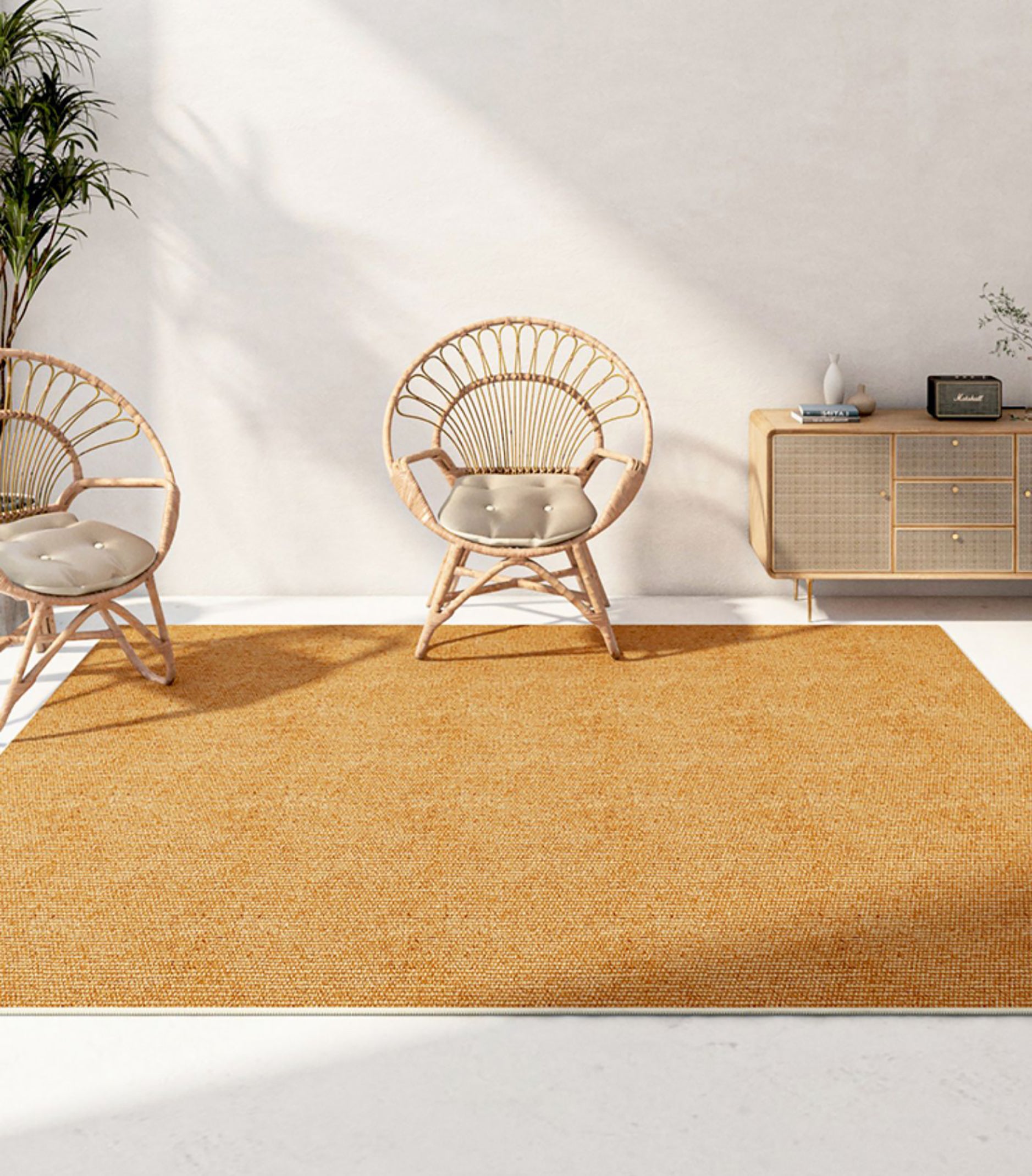 Tapis moderne Beige, couleur Pure, en Polyester, avec envers antidérapant, pour la décoration de la maison