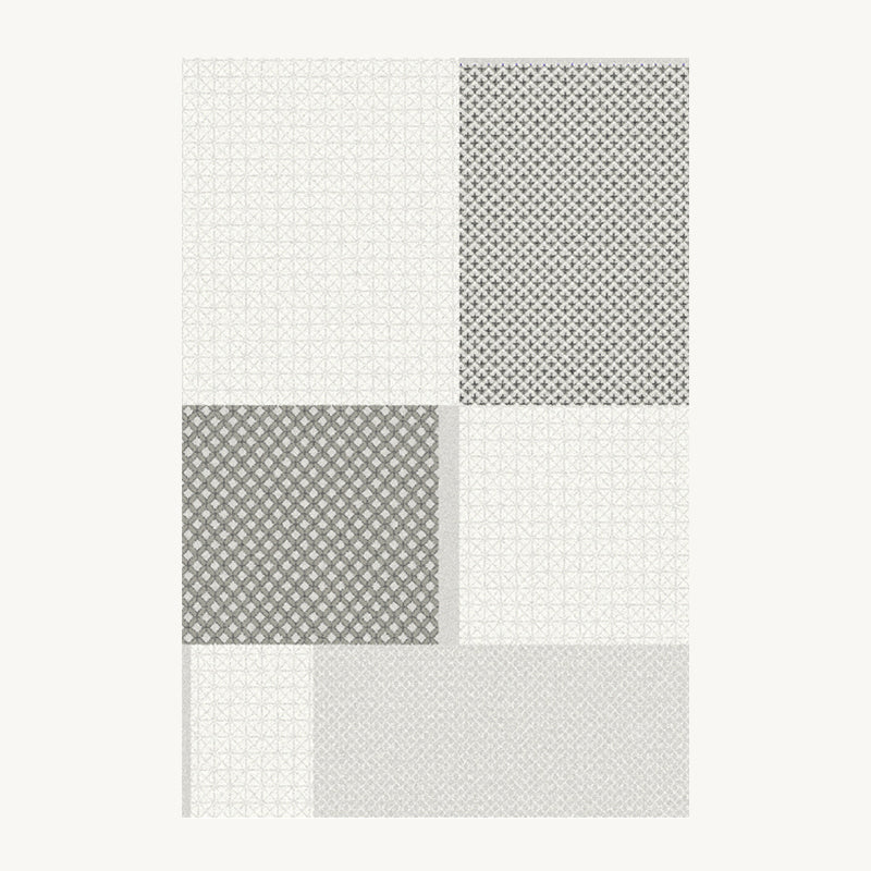 Grey Modern Area Rug Color Block Polyester Area Carpet Stain Resistant Rug for Living Room