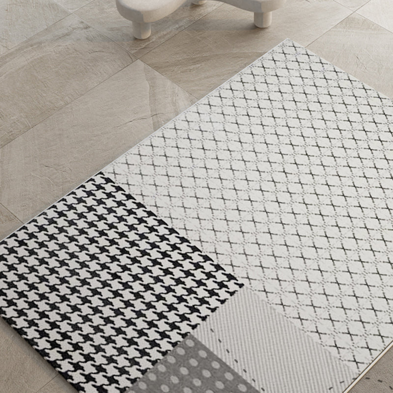 Grey Modern Area Rug Color Block Polyester Area Carpet Stain Resistant Rug for Living Room