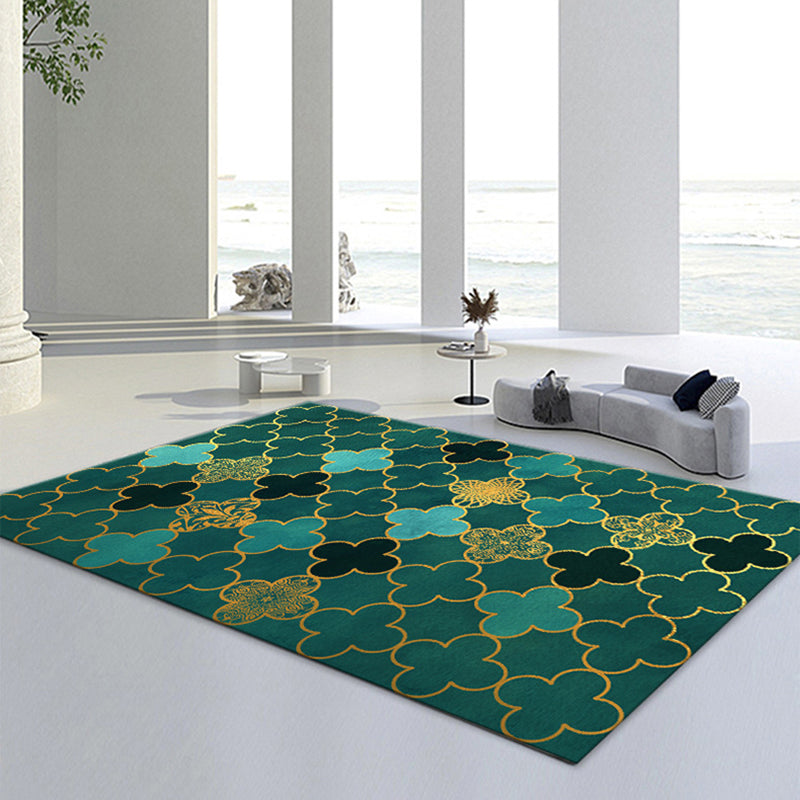 Chic Modern Area Carpet Geometric Pattern Polyester Area Rug Non-Slip Backing Rug for Home Decor