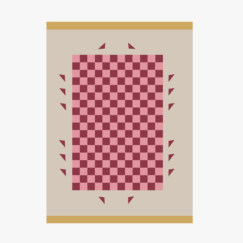 Modern Checkered Print Rug Polyester Area Carpet Stain Resistant Indoor Rug for Home Decoration