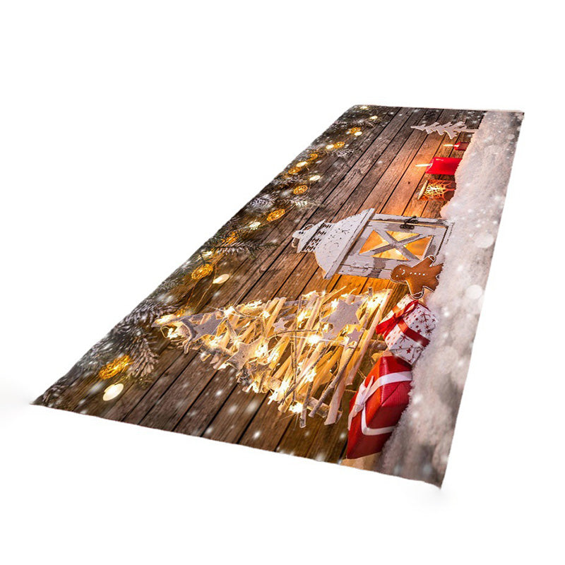 White Modern Carpet Polyester Santa Claus Carpet Non-Slip Backing Area Carpet for Living Room