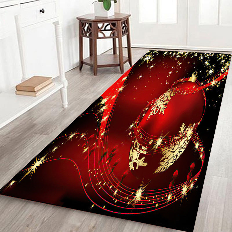 White Modern Carpet Polyester Santa Claus Carpet Non-Slip Backing Area Carpet for Living Room